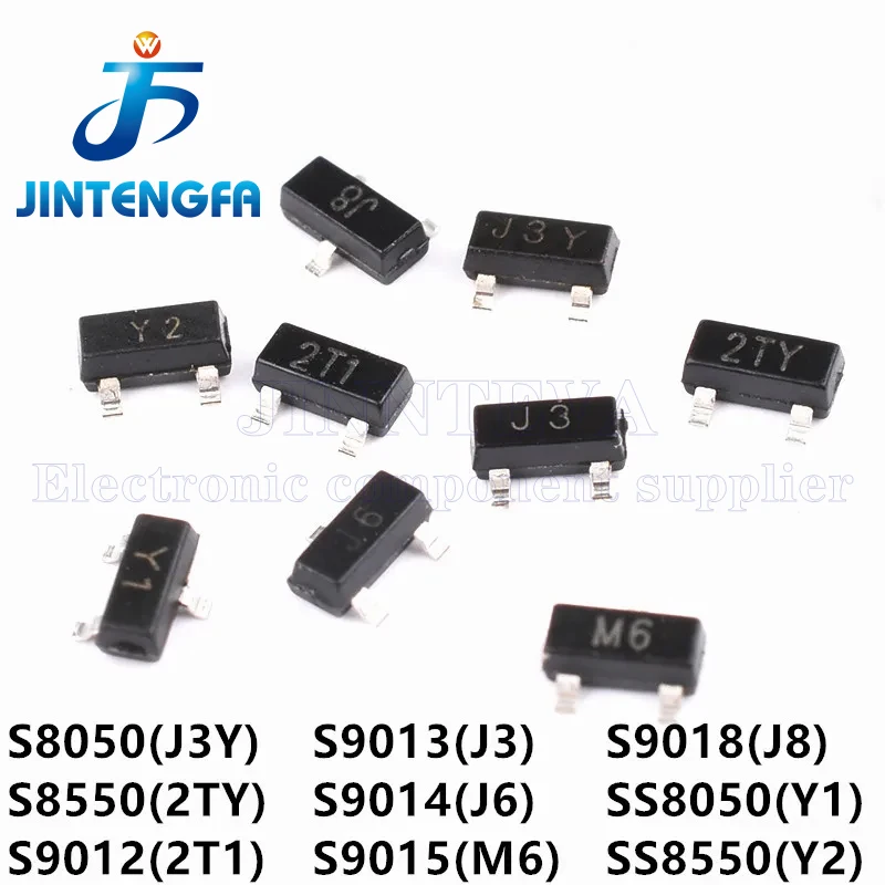 3000PCS S9012 S9013 S9014 S9015 S9018 2T1 J3 J6 M6 J8 SOT23 NPN PNP 18/25/45V 50/100/500mA 9012 9013 9014 9015 SMD Transistor