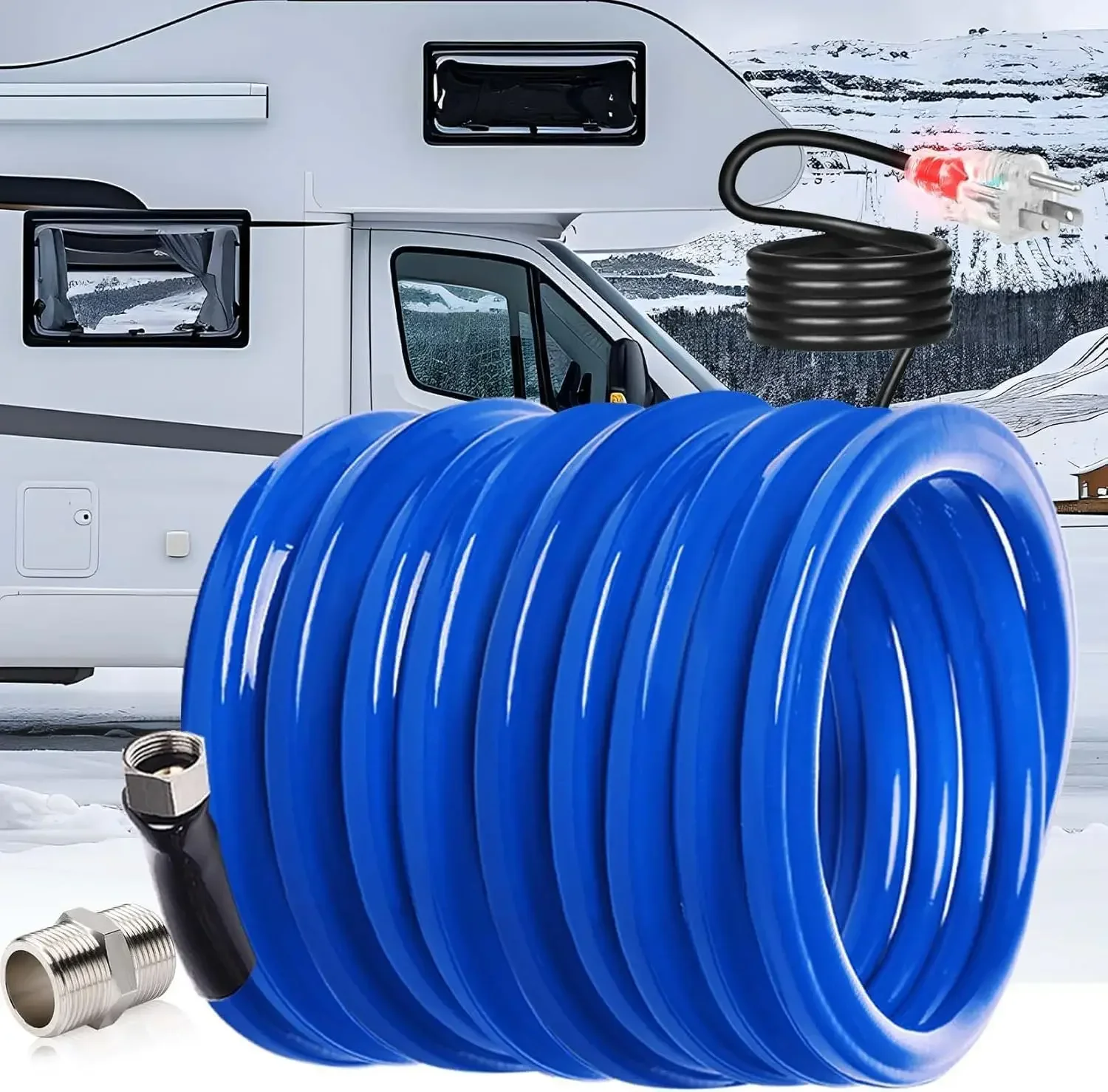 100FT Heated Water Hose for Rv,-45 ℉ Antifreeze Drinking Garden Water Hose with Energy Saving Thermostat，1/2