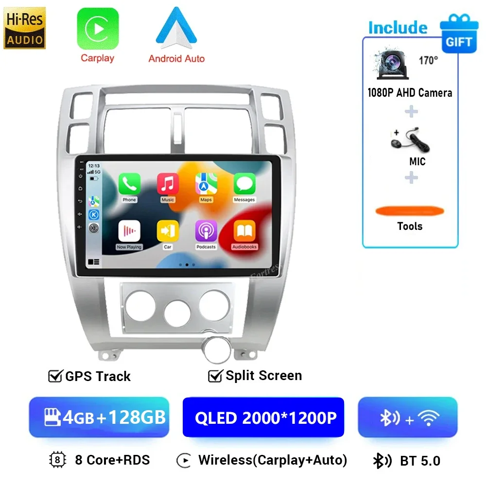 Android 16 Voor Hyundai Tucson 1 2004-2009 LHD 2K QLED Android Autoradio Multimedia Video Player GPS stereo CarPlay