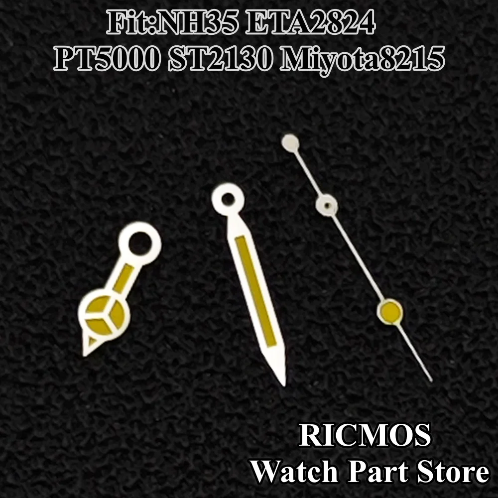 Green Glow in the Dark Modified Watch Silver & Yellow Hands Compatible with NH35 ETA2824 ST2130 PT5000 Miyota8215 Movements