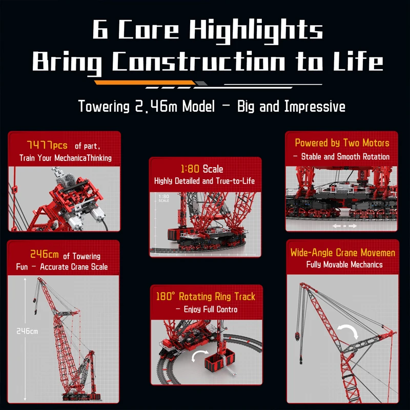 7477pcs MOC Technical RC SK6000 Heavy Lifting Machine Building Blocks Bricks Assembling Model Toys for Boys Birthday Gift Set