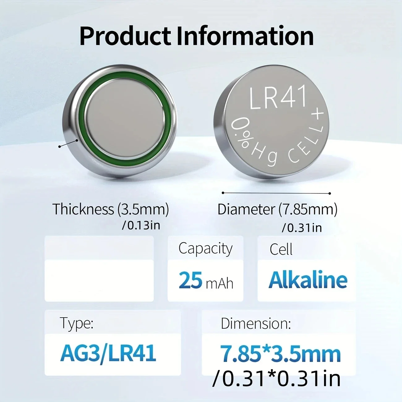 

100-500pcs LR41 AG3 Coin Alkaline Battery 1.55V Button Batteries SR41 192 CX41 392 L736 384 SR41SW Calculators Watch Lamp Chain