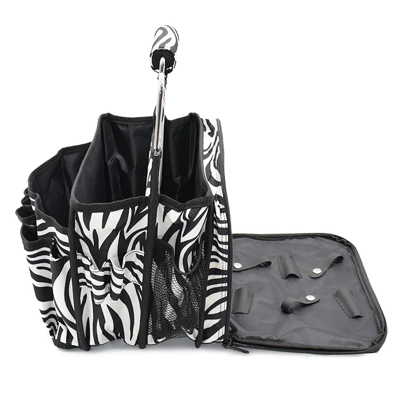 Portable Haircutting Bag Large Capacity Salon Storage Box Travel Suitcase Portable Hairdressing Tool Bag Zebra Stripe