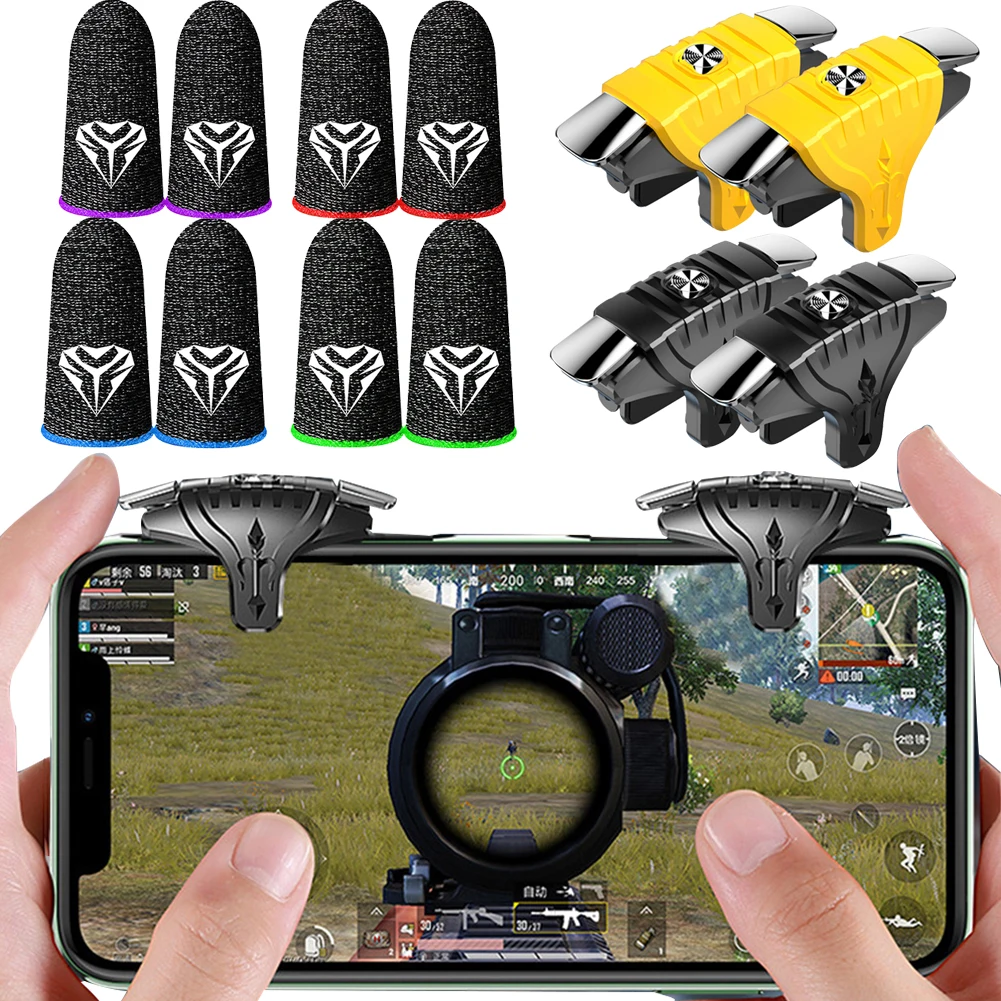 F01 Mobile Phone Game Trigger Gamepad Joystick 6 Finger Trigger Sensitive Shoot Phone Game Fingertips For PUBG Game Controller