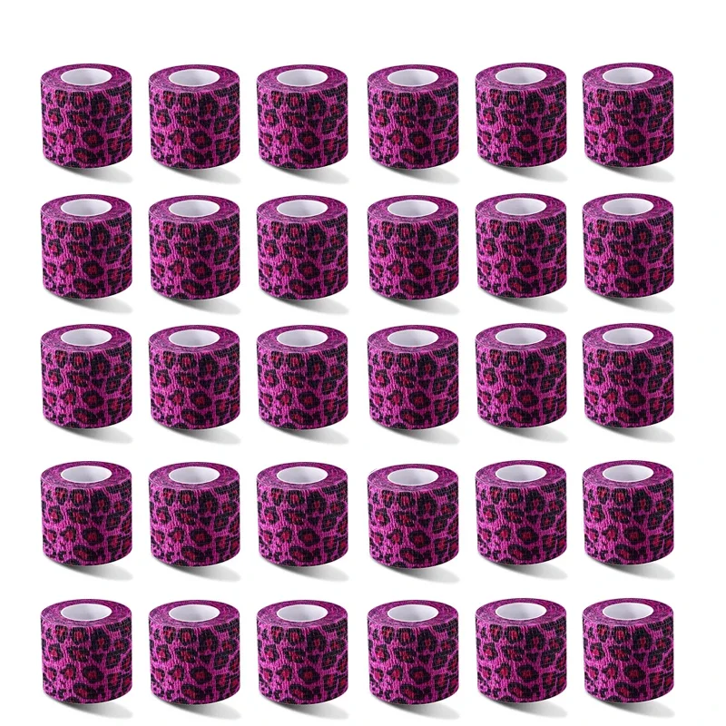 Pink Leopard Tape Tattoo Handle Bandage Anti-slip Athletic Nonwoven Self-adhesive Elastic Bandage Grip