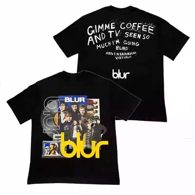 

BLUR British Rock Punk Music American Pure Cotton Loose Men's and Women's Short-sleeved T-shirt Base Layer