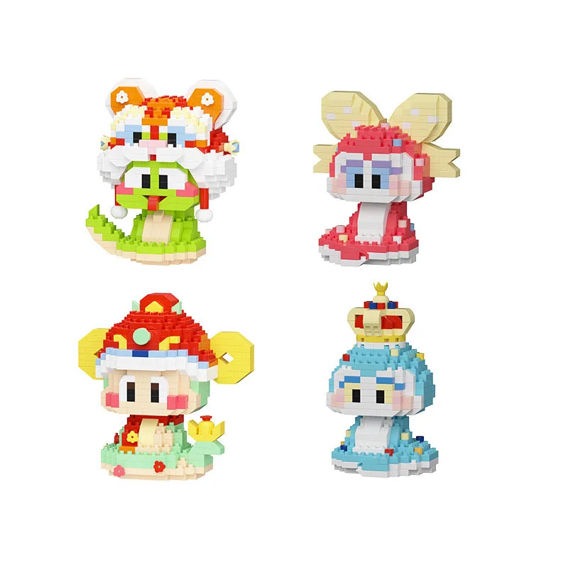 Idea Cartoon Animal Micro Diamond Block Snake Queen Lion Dance Building Brick Construction Nanobricks Toys For Kids Gifts