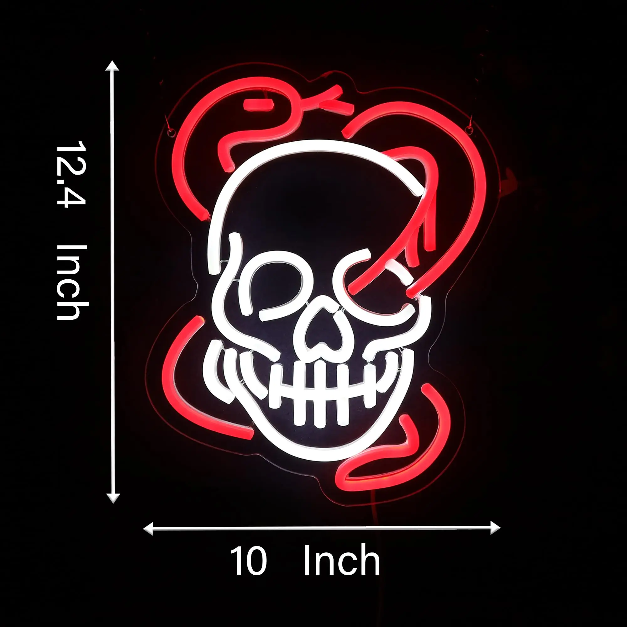 Halloween Skull and Snake Neon Sign Dimmable LED Light Wall Decor for Game Room Men's Study Room Party Gift for Kids