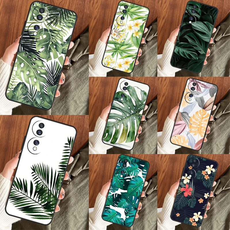 Summer Tropical Plants Leaf Case For Huawei Honor X8 X9a 50 70 Magic5 P40 P30 P20 Lite P50 Pro Nova 5T P Smart Z Cover