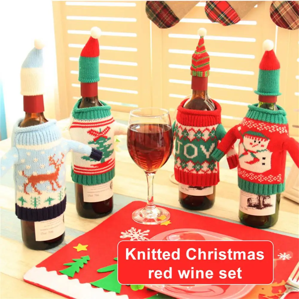 1/2/3pcs Xmas Wine Bottle Dust Cover Noel Navidad Christmas Decoration For Home Dinner Christmas Gift Tree Ornament New Year