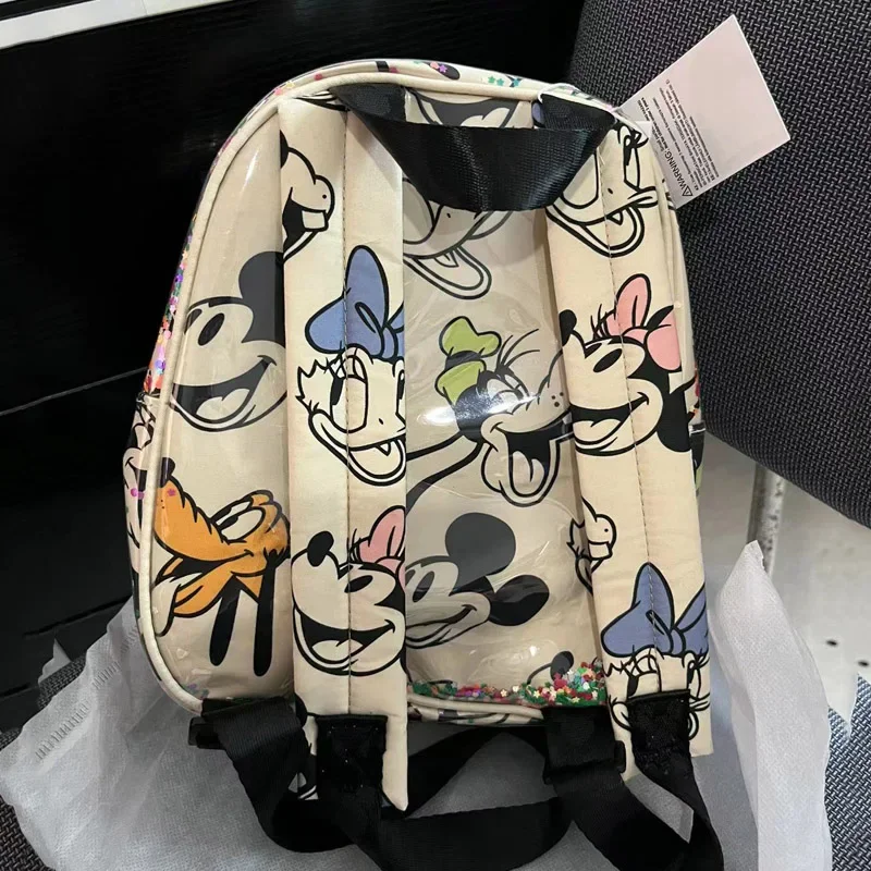 Disney 100th aniversário lantejoulas dos desenhos animados mickey e amigos mochila transparente crianças ombro duplo jardim de infância mochila