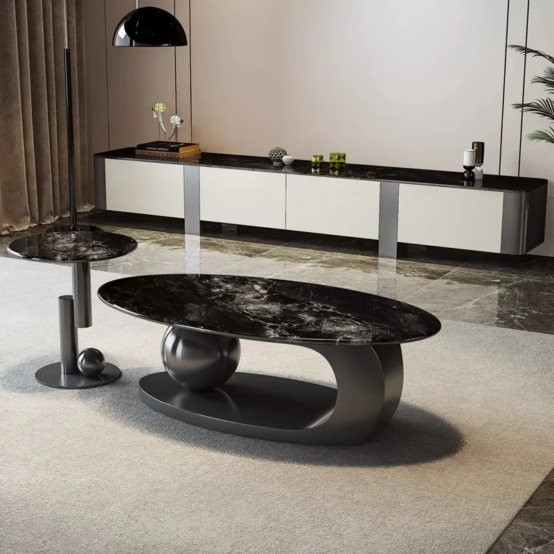 

coffee table light luxury high sense supercrystalline stone marble coffee table natural oval size combination