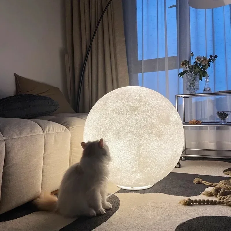 

2025 Nordic Moon LED Floor Lamp Living Room Atmosphere Round Floor Light Home Decoration Lighting Bedroom Bedside Lustre Lamp Fi