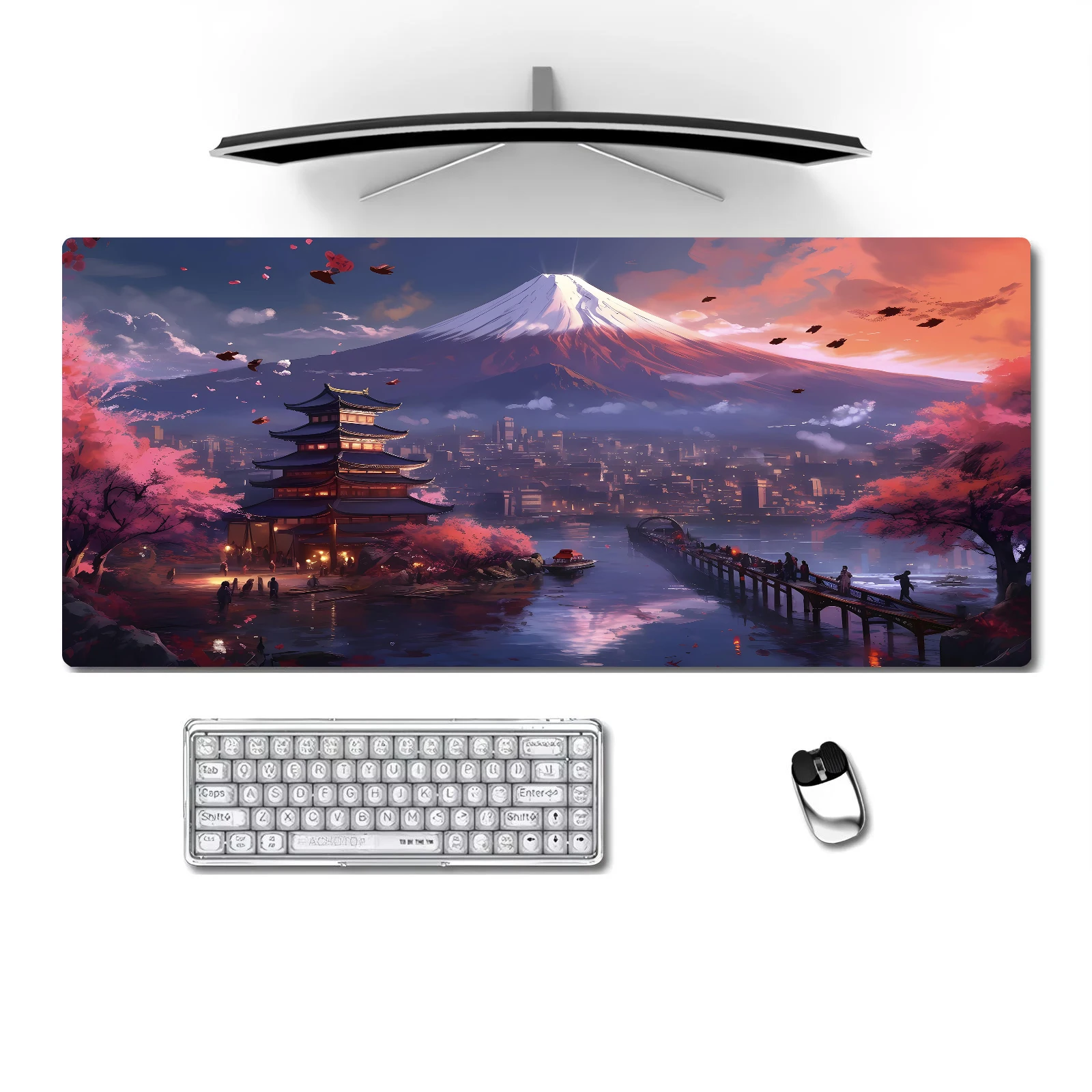 

Fuji Mountain and Sakura Large Size Anti-slip Rubber Mouse Pad XXL Computer Gaming Accessories Keyboard Desktop Decorations Mat