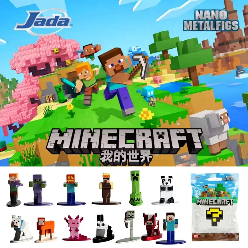 Jada Minecraft W5 Blind Bag Mini Figura de Metal Fundido a Presión Coleccionable Steve Enderman Creeper Wither Adorno Regalo para Niños y Niñas