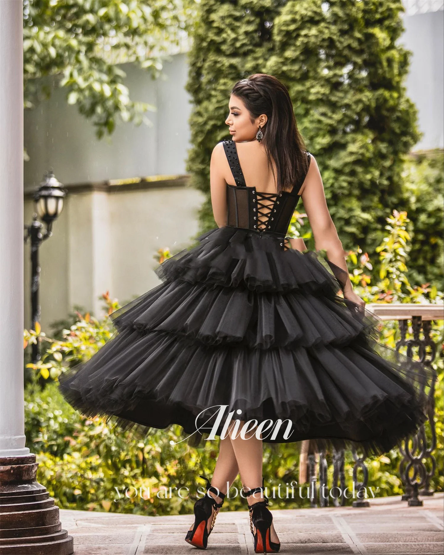 Aileen レディース プロムドレス 2025 フォーマルドレス 特別な機会向け スイートハート カスタムメイド ベスティドス デ フェスタ ブラック