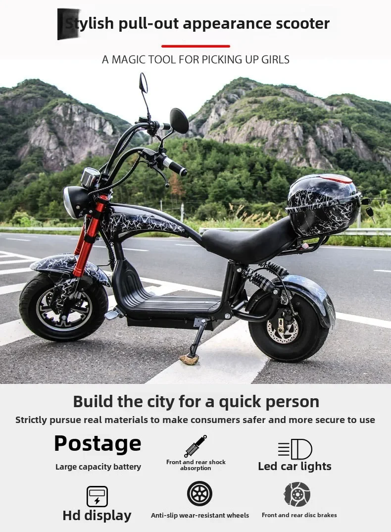 

Little Prince Harley Electric Vehicle Electric Motorcycle Adult Two Wheel Harley Wide Tire Car Battery Car