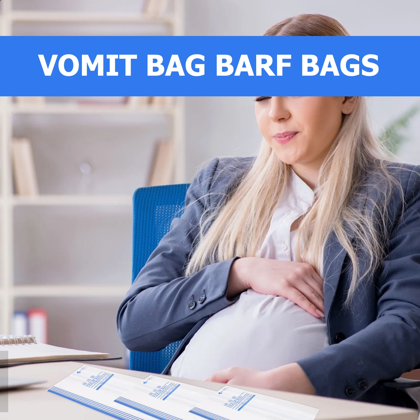 100pcs Disposable Vomit Bags – Large Capacity Barf Bags for Motion Sickness, Travel, Pregnancy, Car, Plane, Bus