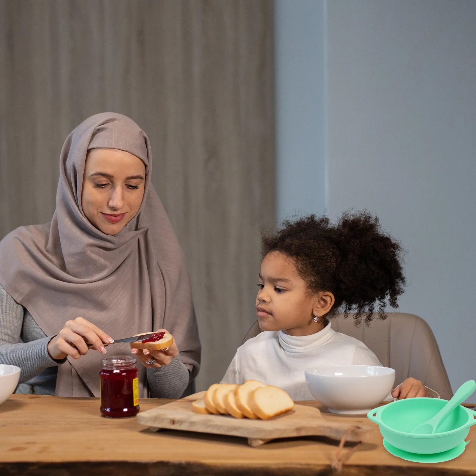 

1Set Silicone Baby Feeding Bowl with Extra Large Suction Cup for Toddlers Bright Color Ergonomic Design Self Feeding Bowl Kids