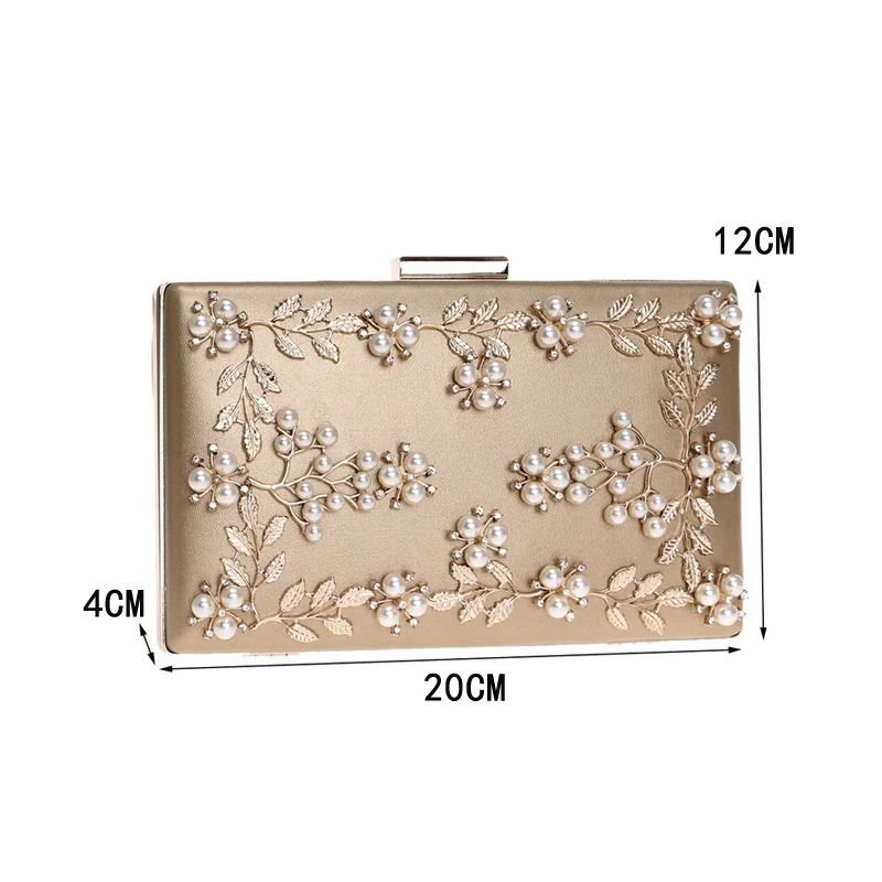 Fashion Pu Woman Bags Female Beading Party Evening Bags Hollow Out Style Pearl Wedding Bridal Day Clutch Purse