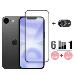 6in1 Glass For iPhone 16e Tempered Glass iPhone 16e SE4 SE 2025 Screen Protector HD Phone Camera Lens Film iPhone 16e