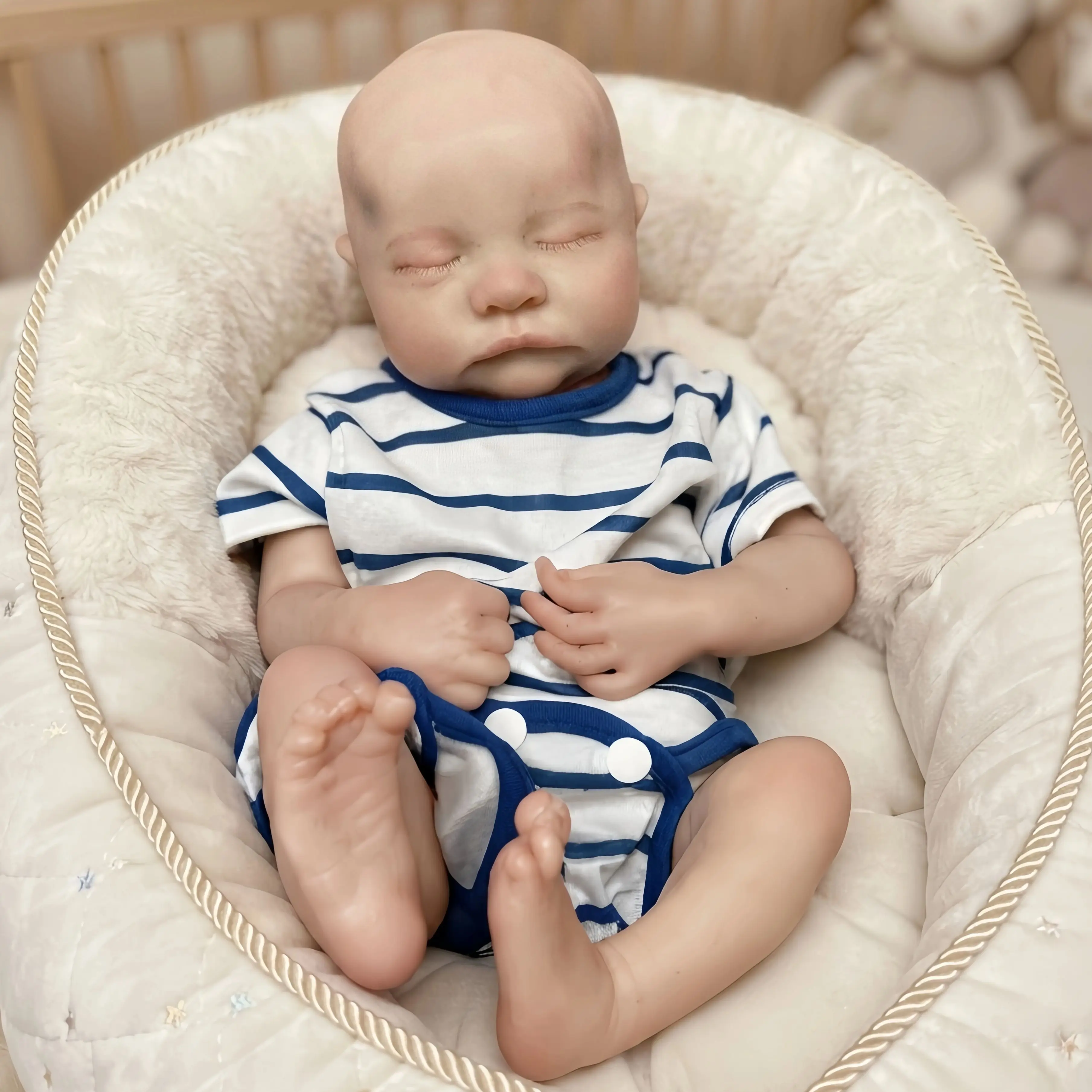 16 Inch Closed Eyes Full Silicone Art Doll, Ultra Realistic Texture, Christmas Birthday Halloween Gift