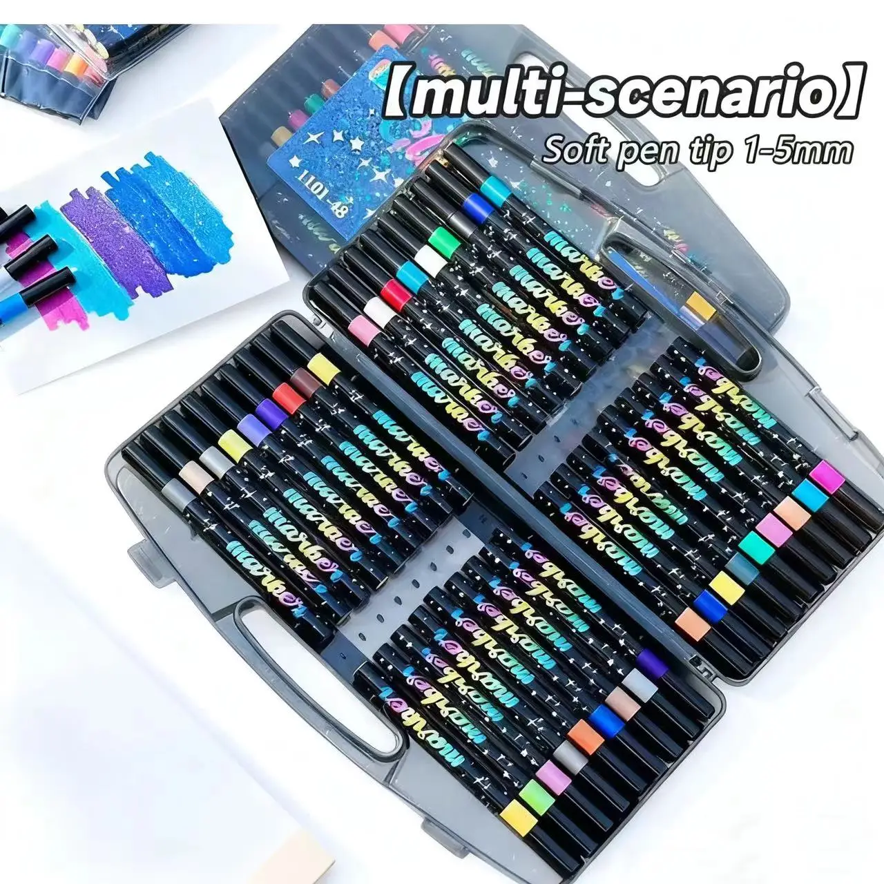48 colores marcadores de arte con purpurina rotuladores de pintura metálica manualidades DIY tarjetas de cumpleaños, hacer carteles, álbumes