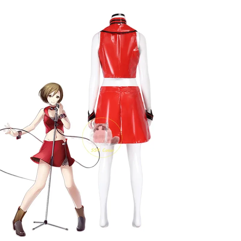 

Zizi 2025 аниме VOCALOID3 косплей костюм парик Meiko PU красный Рождество Хэллоуин формула униформа для женщин Comic Con
