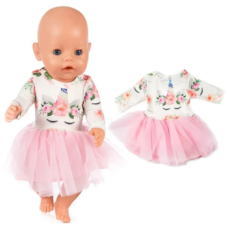 Doll Dress 43 Cm Baby Doll Clothes Lace Dress 18 Inch American Generation Girl Doll Dress