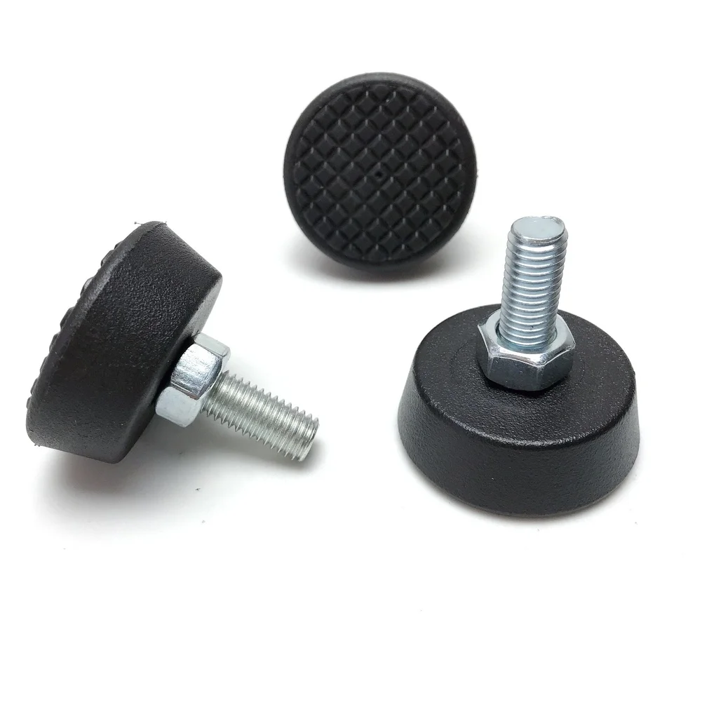 Black 2PCS M10 Adjustable Rubber Feet for Furniture and Exercise Equipment Floor Stabilizing Pads 4.78x4.69x1.77cm