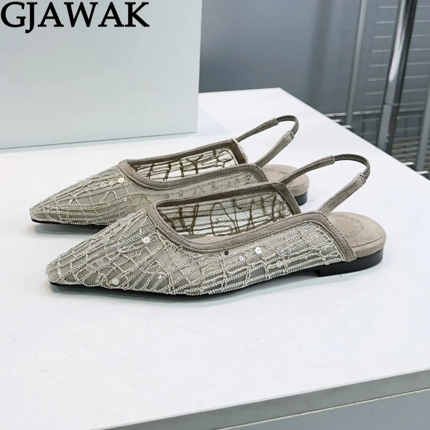 2026 Hot Sale Air Mesh High Heel Party Shoes For Women Squines Point Toe Summer Slingback Women's Gladiator Sandalias Mujer 2026