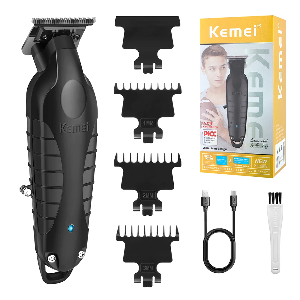 

Kemei KM-PG2299 Профессиональная беспроводная электрическая машинка для стрижки волос для салонов, высокоскоростной двигатель, дизайн с зарядкой через USB, мужской триммер для волос