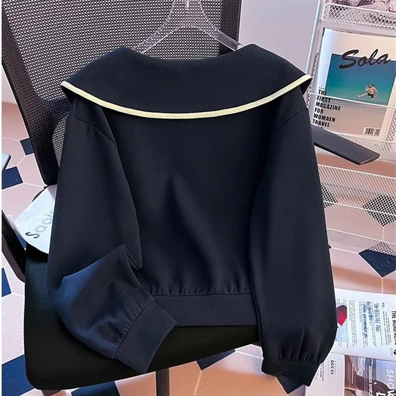 Sweat à capuche demi-fermeture éclair pour femme, sweat à capuche Sportedly, veste courte sans chapeau, haut féminin, mode printemps et automne, nouveau, 2025