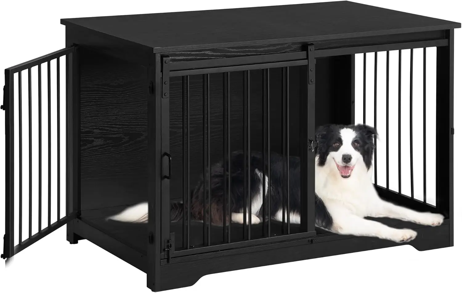 

39.4" Heavy Duty Dog Crate Furniture with Barn Door, Wood Indoor Dog Crate Kennel for Small/Medium/Large Dogs, End Side Table, T