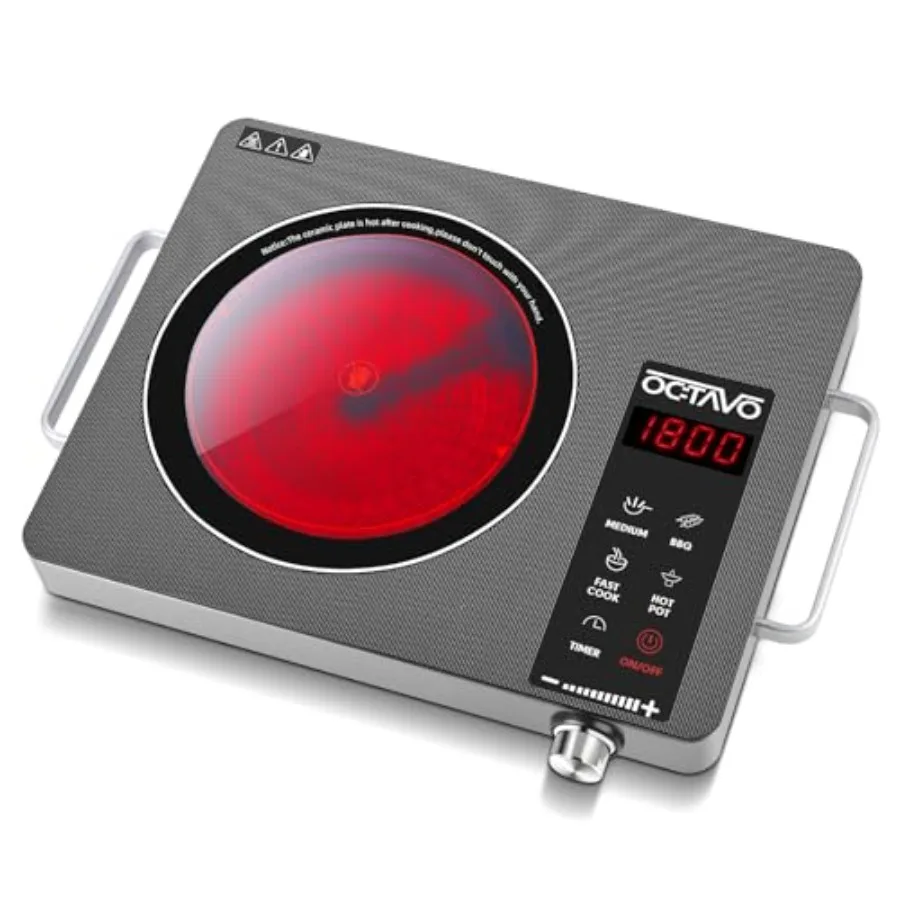 

OCTAVO 1800 Watt Portable Infrared Burner electric burner with 4 Hours Timer Electric Hot Plate Touch Control Panel Adjustable