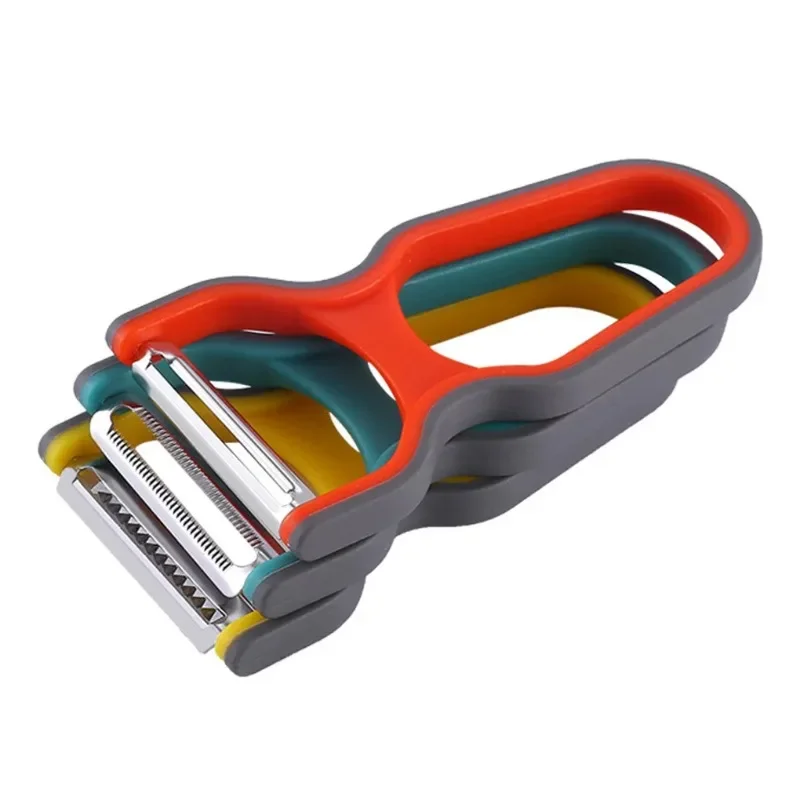 3Pcs Stainless Steel Multi-Function Potato Peeler Fruit Vegetable Chopper Mini Spud Slicer Grater Set Random Color Kitchen Tools
