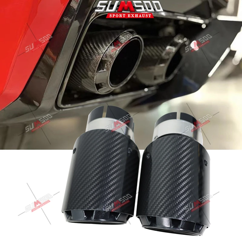 1pcs  New Car Carbon Muffler Tip Exhaust three-layer design bullet shape Universal Straight Stainless Black Exhaust Pipe Muffler