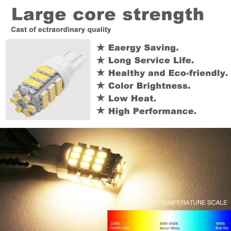 2X Car Led T10 42 Smd Leds Car Led Light Bulbs W5W 194 1206/3020 42SMD Warm White Cold White Auto Side Interior Bulb