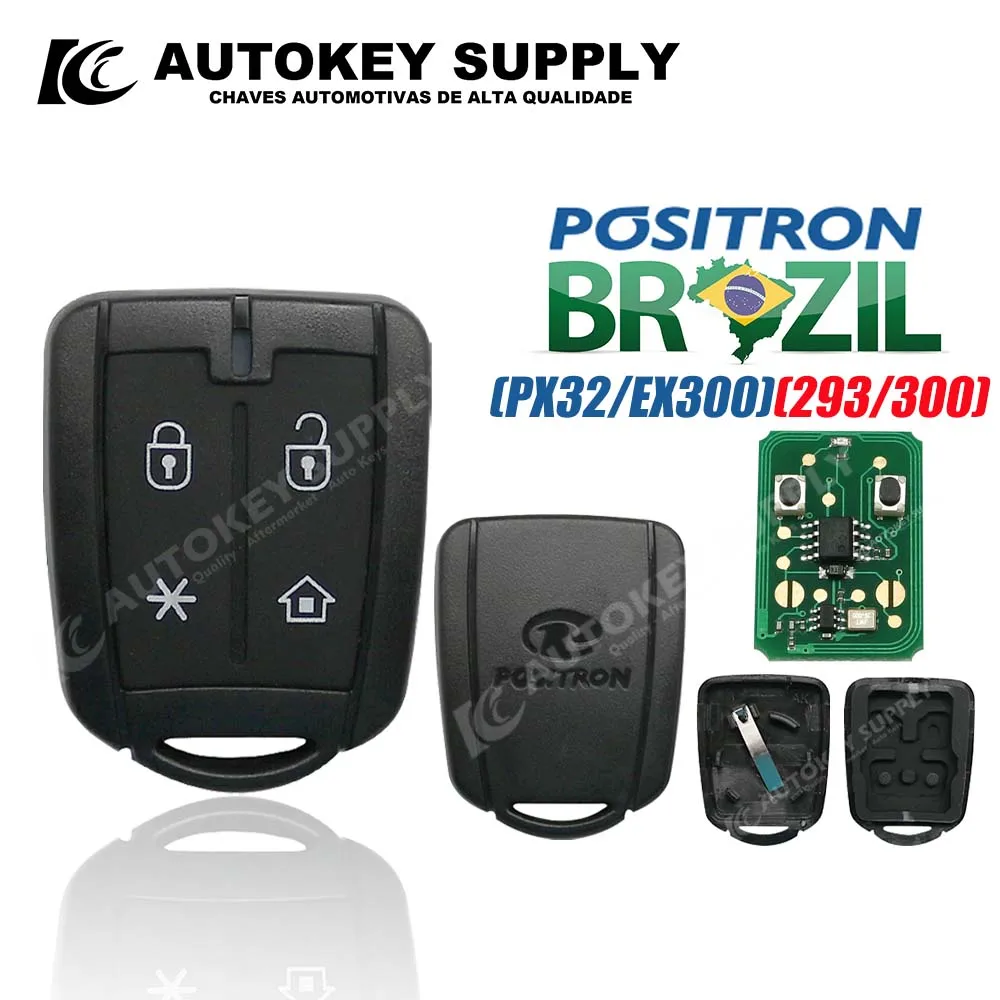 Autokeysupply PX42 PXN42 Remote Key Alarm 4 Button System Double Program (293/300) For Brazil Positron Flex