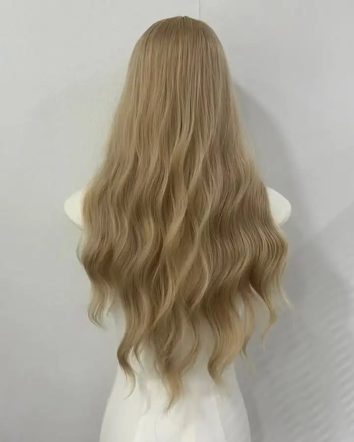 Longo luz loira frente do laço perucas de cabelo sintético para preto feminino 180 densidade 24 polegadas onda do corpo loira peruca de renda transparente