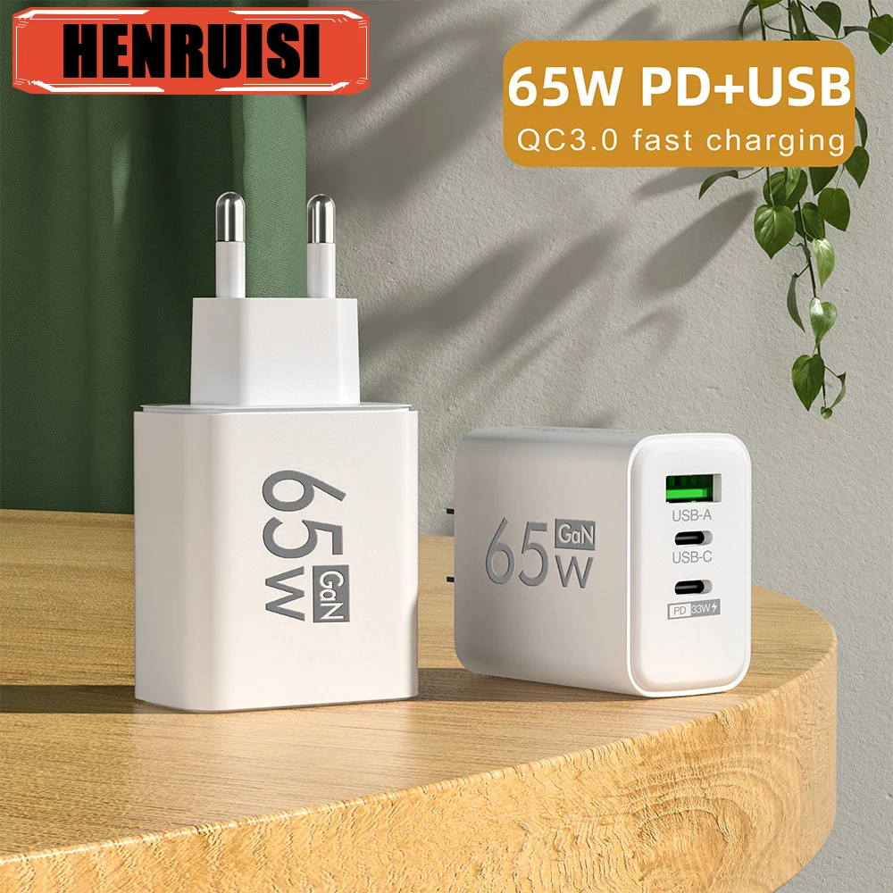 Зарядное устройство PD с USB-портом, 65 Вт, для iPhone 15 Pro Max, Samsung Galaxy S23, Xiaomi, Huawei