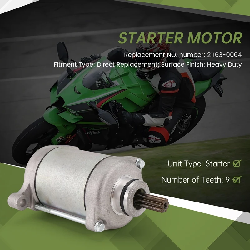 

M0t-r21163-0064 Motorcycle Starter Motor for Kawasaki ZX1000 ZX-10R ZX10R ZX-10RR ZX10RR Ninja KRT Edition ABS
