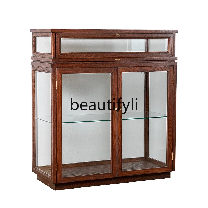 American retro glass cabinet pantry cabinet jewelry  museum display