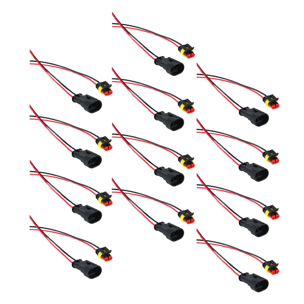 

12pcs Car Waterproof Connector Electrical Connectors Wire Adapter Plastic Amp Automotive Terminal Vehicle Socket Plug