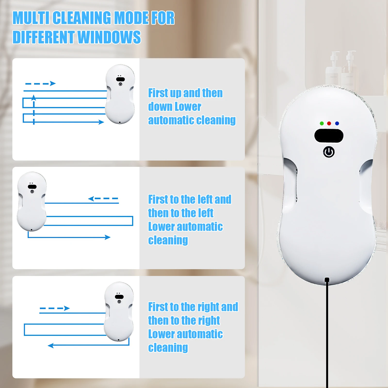 نافذة منزلية أوتوماتيكية للمياه في اتجاهين رذاذ تنظيف جهاز آلي لتنظيف الأتربة التحكم عن بعد ممسحة نافذة كهربائية ممسحة زجاجية