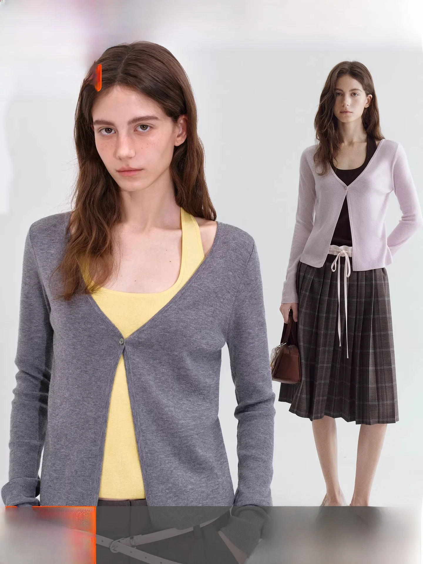 

Женский вязаный кардиган Fano Spring Season Color Blo с V-образным вырезом, многослойный, повседневный, с длинными рукавами, из нейлона, с высоким дизайнерским качеством