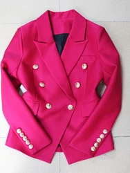 Veste de créateur à double boutonnage pour femme, blazer piqué ajusté, boutons de discussion, haut de gamme, ET, le plus récent, 2024