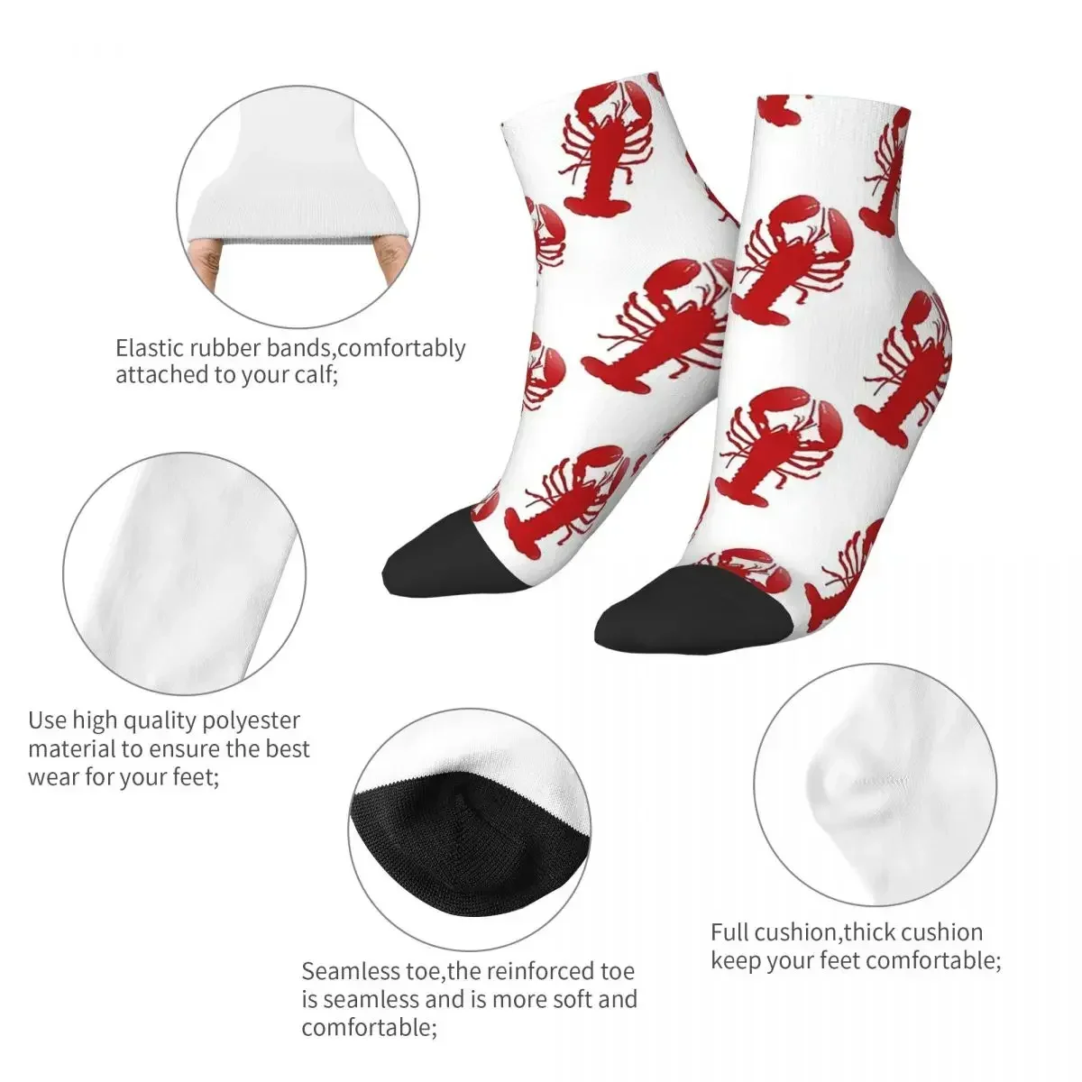 الأحمر جراد البحر تكرار نمط الجوارب Harajuku جوارب فائقة النعومة كل موسم الجوارب اكسسوارات للرجل المرأة هدايا عيد الميلاد