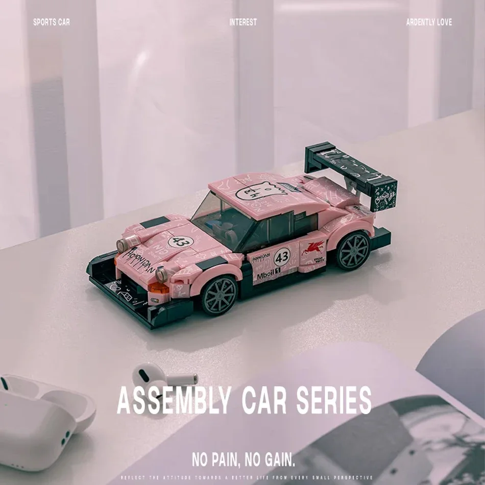 

Технический город, скоростной гоночный автомобиль, строительные блоки, сборка, игрушки для взрослых, розовая свинья, спортивный автомобиль, гаражная сцена, кирпичи, подарки для детей