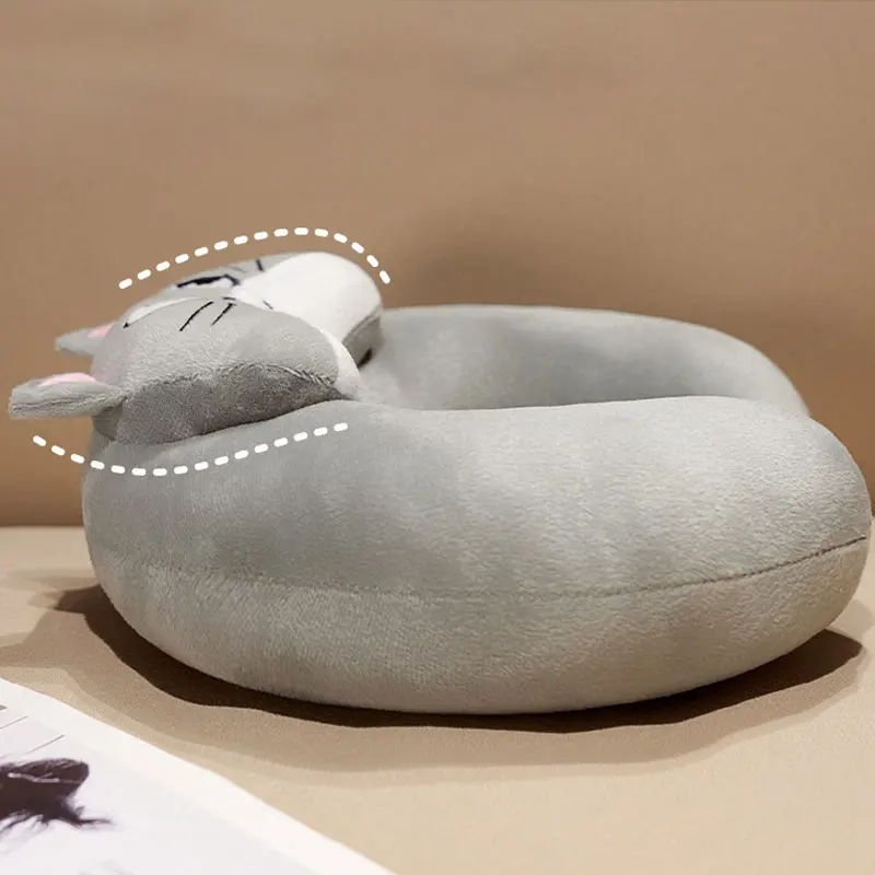 Funny Cats U Shaped Cervical Neck Pillow Head Support Airplane Pillow Memory Foam Cute Travel Pillow for Car Train Long Flights